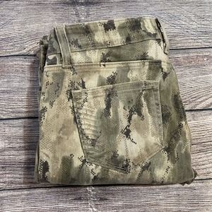 Paige Women’s 29 Green Snakeskin Camo Cargo Skinny Leg Denim‎ Jeans